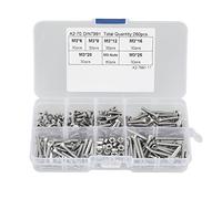260pcs M3 304 Stainless Steel Hex Socket Flat Head Screw and Nut Kit - Assorted Bolt Set with Storage Box