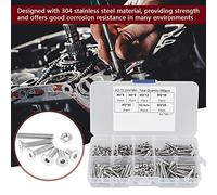 260pcs M3 304 Stainless Steel Hex Socket Flat Head Screw Bolts Nuts Kit with Storage Box Industrial Construction Fasteners Corrosion for Energy Electronics Machinery Metallurgy Hydrauli