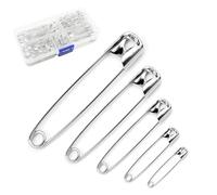 260Pcs Safety Pins, Assorted 5-Sizes Safety Pins with Box, Strong Nickel Plated Steel, Rust Resistant, Sewing Accessories Kit Ideal for Art & Crafts, DIY, Pinning, Hemming, Dressmaking Home Office