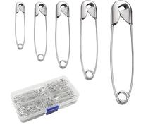 260Pcs Safety Pins Assorted 5-Sizes Strong Nickel Plated Craft Pins, Rust Resistant Sewing Accessories Kit for Clothes, Crafts, Art & Crafts, Hemming, Dressmaking, DIY, Sizes 19mm 28mm 30mm 45mm 55mm