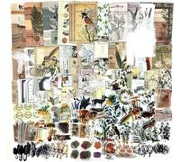 260pcs Vintage Scrapbooking Stickers Pack Vintage Stickers DIY Retro Journaling Supplies Stickers Kit Scrapbook Paper Accessories Stationery Study Washi Paper Sticker C