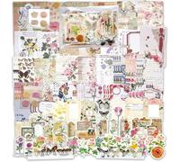 260pcs Vintage Scrapbooking Stickers Pack Vintage Stickers DIY Retro Journaling Supplies Stickers Kit Scrapbook Paper Accessories Stationery Study Washi Paper Sticker B