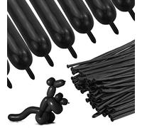 260Q Long Balloons - 100 Pack Screwing Animal Balloons for Birthday, Wedding, Christmas Parties - Black Latex