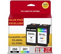260XL 261XL Ink Cartridge Replacement for Canon 260 261 PG-260XL CL-261XL Work for TR7020 TR7020a TR7022 TS6420 TS6400 TS5300 TS5320 TS6420a (1 Black, 1 Tri-Color)