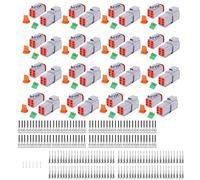 262 PCS Deutsch DT Grey 6 Pin Connectors 16 Set, Waterproof Electrical Wire Connector with Stamped Contacts and Seal Plug for Truck, Off-Road Vehicles, Construction, Agriculture, Motorcycle Wiring