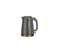 Russell Hobbs Groove Electric 1.7L Cordless Kettle (Fast Boil 3KW, Grey textured plastic with brushed gold accents, Removable washable anti-scale filter, Push to open lid, Perfect pour spout) 26382