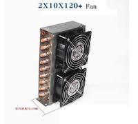 264mmx150mmx60mm Double Air Outlet Condenser Evaporator Water-Cooled Finned Copper Tube Radiator Heat Sink Instrument Cooler(with Fan)