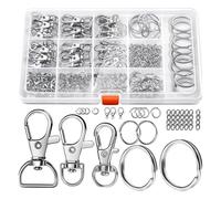 265 PCS Keyring Making Kit, Keyring Clip and Key Rings Kit, Metal Keychains and Lobster Claw Clasps, with Split Key Ring Hoop for Jewellery Making, Keys, Crafts, and Lanyards