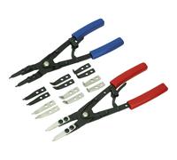 265mm Circlip Pliers Set - Internal & External - Interchangeable Tips PVC Grip
