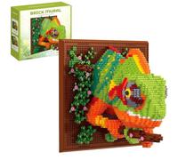 2688-Piece 3D Chameleon Sculpture Kit, Colorful Micro Building Bricks Wall Art, Vibrant Animal Decor and Tabletop Display Model for Creative Adults and Collectors