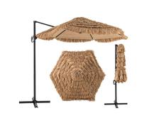 268cm Cantilever Tiki Patio Umbrella Offset Hanging Umbrella COSTWAY Natural One Size