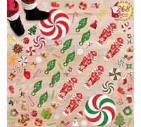 268PCS Christmas Peppermint Floor Clings Footprints Decorations - Santa Claus/Elf/Candy/Snowman Decals Xmas Party Decor Supplies