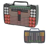 269 Battery Storage Case Organiser with Battery Tester, Double-Sided Variety Pack Battery Box Holder for AA AAA 4A C D Cell 9V 3V Lithium LR44 CR2 CR123 CR1632 18650 Button Batteries - Grey