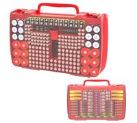 269 Battery Storage Case Organiser with Battery Tester, Double-Sided Variety Pack Battery Box Holder for AA AAA 4A C D Cell 9V 3V Lithium LR44 CR2 CR123 CR1632 18650 Button Batteries - Red