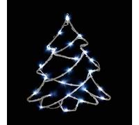 26cm Battery Operated LED Santa/Snowflake/Pine Tree/Star/Reindeer Window Light Christmas Xmas Decoration (Tree Cool White)