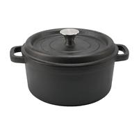 26cm Cast Iron Dutch Oven with Handles,Heavy-Duty Cast Iron Casserole Dish with Lid for Braising,Stews,Roasting,Bread Baking,Non-Coated Dutch Oven Pot for Induction Hob