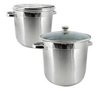 26Cm Large Stockpot - Soup Pot, Catering, Cooking, Stainless Steel | Cooking Pot for All Hobs Including Induction | with Glass Lid, Riveted Handles, Encapsulated Bottom