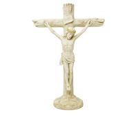 26cm Resin Crucifix Statue of Jesus on Cross - Ivory Finish Christian Religious Figurine for Home Altar or Prayer Décor JR23055