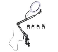 26cm Ring Light Overhead Phone Mount 5cm Maximum Clamp Thickness Desk Ring Light with Clamp for Makeup Beauty Cooking Video Live Streaming