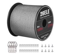 26ELE Picture Hanging Wire 190lbs, Heavy Duty Stainless Steel Wire Rope for Hanging Picture Frame Mirror and Wall Art, Strong Metal Wire 100Feet with 20PCS Crimping Sleeves, 4 D Rings and 8 Screws