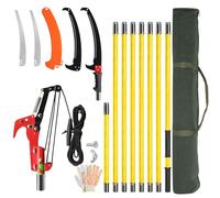 26FT Extendable Manual Pole Saw, Professional Tree Trimming Tool with 8 Fiberglass Poles, 2 Alloy Steel Blades, Rope Pull System and Carry Bag (Yellow)