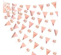 26FT Rose Gold 40th Birthday Bunting Party Decorations Pink Fabric Pennant Banner Garland Streamer for Womens 40 and Fabulous Birthday Cheers to 40 Years Anniversary Home Outdoor Garden Decor Supplies