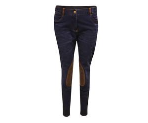 (26in, Blue Denim) Dublin Womens/Ladies Shona Suede Knee Patch Denim Breeches