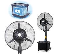 26in Misting Fan - Waterproof Outdoor Cooling Spray Fan with 11 Gal Tank, 90° Oscillating Industrial Pedestal Fan for Patio & Garden, Dust-Resistant Floor Fan
