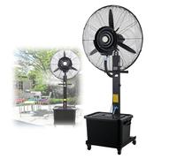26in Outdoor Oscillating Misting Fan with 11 Gallon Tank, Black Industrial Pedestal Fan for Patios, Greenhouses, Residential Use - 90° Adjustable Cooling Solutions