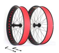 26in X 4.0/4.9'' Fat Tire Bike Front Rear Wheel Aluminum Alloy Disc Brake Snow Wheelset QR 135mm/190mm 36H Hubs Beach Wheels 14G Spokes For 7-11Speed Cassette Freewheel(Black,One set)