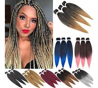26Inch 3Pack/Lot Pre Stretched Braiding Hair Extensions Hot Water Setting Yaki Braiding Hair Twist Braid Synthetic Hairpiece Black to Peach Pink