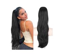 26inch Long Wavy Drawstring Extensions Synthetic Ponytail Hairpieces For Women ，Daily Ues Pony Tail Hair Extension for Daily Use(Black)