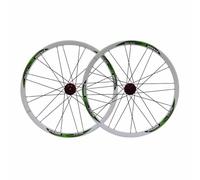 26inch Mountain Bike Front Rear Wheel, Loose Ball Hub, 7 8 9 Speed Cassette, 100/135mm Quick Release Aluminum Alloy Disc Brake Bike Rims, Schrader Valve(White Green)
