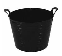 26L Flexi Medium Multipurpose Flexible Plastic Storage Container Bucket Tub | 50L Plastic Bin with Clip Lock Lid Rubbish, Trash Can, Dustbin Waste or Storage of Animal Feed - (Black, 26L Flexi Tub)