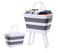 26L Folding Raised Laundry Basket with Handles Foldable Laundry Basket for Home Bathroom Bedroom Kitchen Camping Toys and Snacks Food Fruits Vegetables