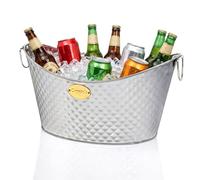 26L Galvanised Steel Drinks Ice Cool Bucket with Handles - Great for Parties, BBQs and Bars Cooling Bottles, Cans of Beer or Soft Drinks, Silver