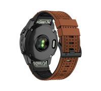 26mm 22mm Two-Tone Leather Silicone Strap For Garmin Fenix 8 E 47mm 7X 7 6X 6 5X Plus/Epix Pro 51mm QuickFit Watch Band Bracelet(Brown Black,26mm Fenix 7X 7X Pro)