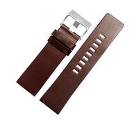26mm 28mm 30mm 32mm, 20cm Long, Men's Leather Strap, Widened Pin Buckle Strap, Casual Style, Interchangeable Universal Accessory,Dark Brown Silver,28mm