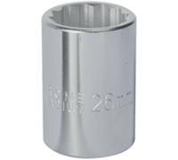 Premium 26mm Chrome Vanadium Forged Steel Drive Socket - 3/4 Inch Square Drive Tool