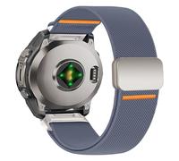 26mm Nylon Strap for Garmin Fenix 8 51mm/5X/6X/7X/8 Pro, Elastic Magnetic Strap Compatible with Garmin Instinct 3 50mm, Epix Pro Gen 2/Fenix 3/3 HR/Descent/Quatix, Blue-Gray