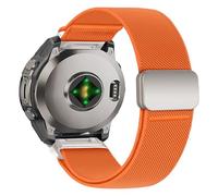 26mm Nylon Strap for Garmin Fenix 8 51mm/5X/6X/7X/8 Pro, Elastic Magnetic Strap Compatible with Garmin Instinct 3 50mm, Epix Pro Gen 2/Fenix 3/3 HR/Descent/Quatix, Orange