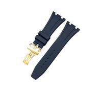 26mm Silicone Waterproof Watch Strap Fit for Ap Royal Oak(Blue-Golden-Z1)