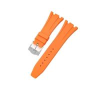 26mm Silicone Waterproof Watch Strap Fit for Ap Royal Oak(Orange-Steel-K13)
