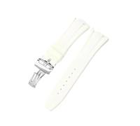 26mm Silicone Waterproof Watch Strap Fit for Ap Royal Oak(White-Steel-Z1)