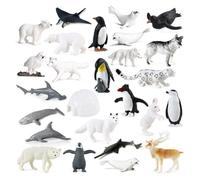 26Pack Polar Animal Figures, Realistic Animal Figures with Polar Bear, For East Great Wolf, Penguin & Caribou,
