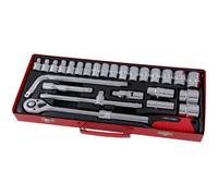 26Pc 1/2" Dr Socket Set, Metal Case, Extendable Ratchet (Neilsen Ct1339)