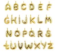 26pcs 18K Gold Filled A-Z Alphabet Letters Charms for Jewelry Making Gold Chunky Bubble Initial Letter Charm Pendant Beads,Gold Trendy Bubble Glitter Pendants for Women Bracelet Necklace Choker Making