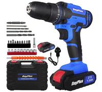 26pcs 21V Cordless Power Drill Driver and Electric Screwdriver Set with Kitbox, 45N.m Electric Combi Driver with Variable Speed 25+1 Torque Setting Power Tools Kit, 1.5Ah Battery & Charger Included