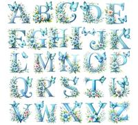 26pcs 3IN Butterfly Alphabets Waterproof UV DTF Cup Rub on Transfer Stickes for Crafting for Glass Cups Travel Mug Wood Crafts DIY Set (Color 5)