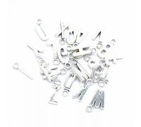 26Pcs A-Z Letters Pendents for Necklace Bracelet Keychain DIY -Ancient Silver